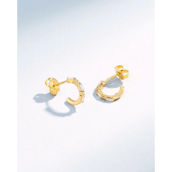 Suzanne Kalan Thin Mix Diamond Mini Hoops in 18K Yellow Gold | Fine Earrings | Coveti