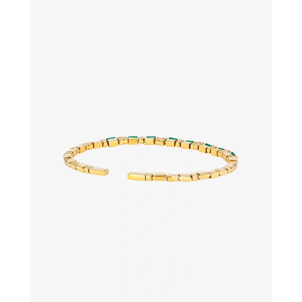 Suzanne Kalan Thin Mix Emerald Bangle in 18K Yellow Gold | Fine Bracelets | Coveti