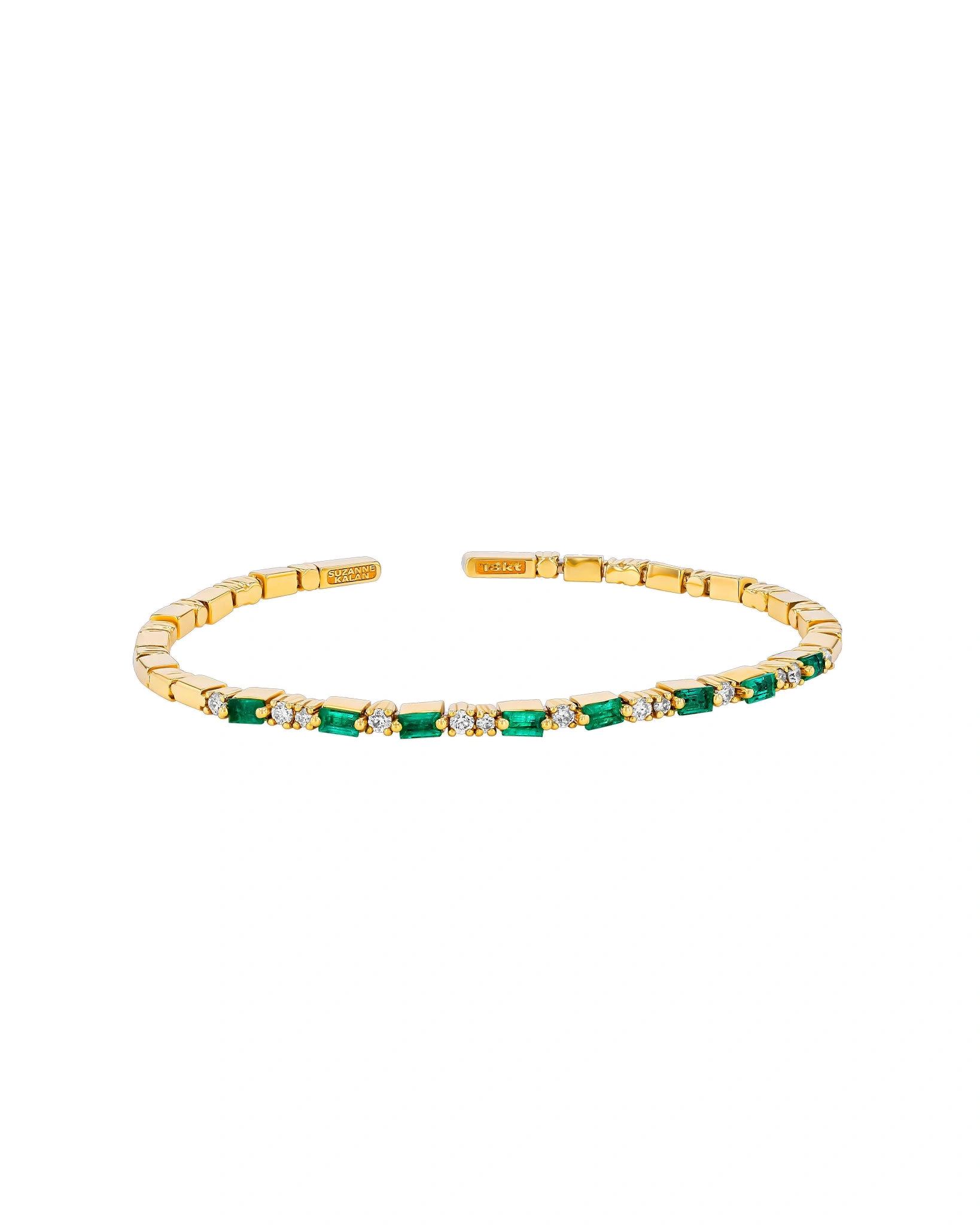 Suzanne Kalan Thin Mix Emerald Bangle in 18K Yellow Gold Suzanne Kalan Thin Mix Emerald Bangle in 18K Yellow Gold | Fine Bracelets | Coveti