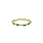 Suzanne Kalan Thin Mix Emerald Eternity Band in 18K Yellow Gold | Fine Rings | Coveti