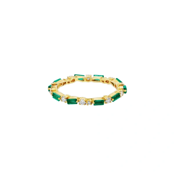 Thin Mix Emerald Eternity Band in 18K Yellow Gold