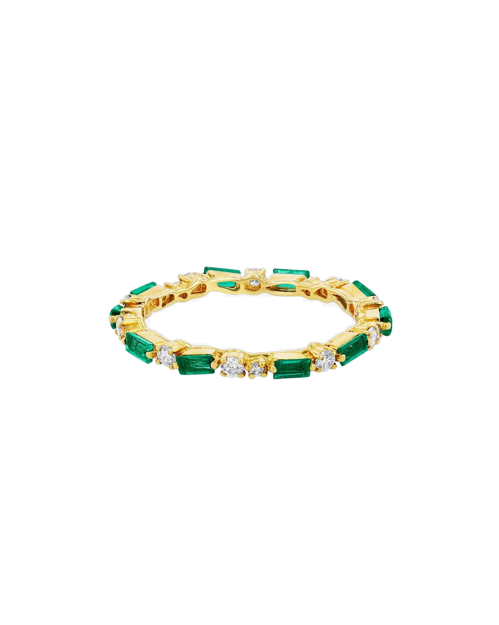 Suzanne Kalan Thin Mix Emerald Eternity Band in 18K Yellow Gold Suzanne Kalan Thin Mix Emerald Eternity Band in 18K Yellow Gold | Fine Rings | Coveti
