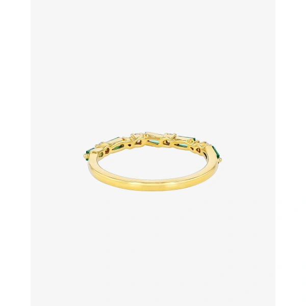 Suzanne Kalan Thin Mix Emerald Half Band in 18K Yellow Gold | Fine Rings | Coveti