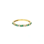 Suzanne Kalan Thin Mix Emerald Half Band in 18K Yellow Gold | Fine Rings | Coveti