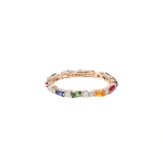 Suzanne Kalan Thin Mix Eternity Band in 18K Rose Gold, Rainbow Sapphire | Fine Rings | Coveti