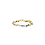 Suzanne Kalan Thin Mix Eternity Band in 18K Yellow Gold, Light Blue Sapphire | Fine Rings | Coveti