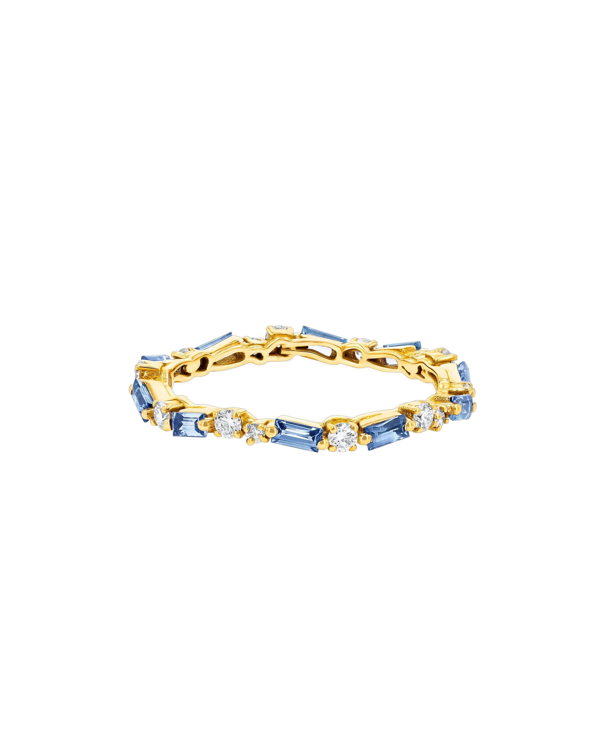 Suzanne Kalan Thin Mix Eternity Band in 18K Yellow Gold, Light Blue Sapphire Suzanne Kalan Thin Mix Eternity Band in 18K Yellow Gold, Light Blue Sapphire | Fine Rings | Coveti