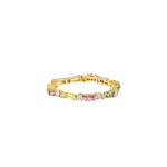 Suzanne Kalan Thin Mix Eternity Band in 18K Yellow Gold, Pastel Sapphire | Fine Rings | Coveti