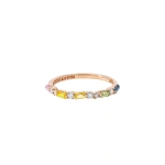 Suzanne Kalan Thin Mix Half Band in 18K Rose Gold, Pastel Sapphire | Fine Rings | Coveti