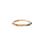 Suzanne Kalan Thin Mix Half Band in 18K Rose Gold, Rainbow Sapphire | Fine Rings | Coveti