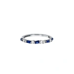 Suzanne Kalan Thin Mix Half Band in 18K White Gold, Dark Blue Sapphire | Fine Rings | Coveti