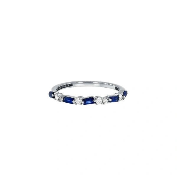 Suzanne Kalan Thin Mix Half Band in 18K White Gold, Dark Blue Sapphire | Fine Rings | Coveti