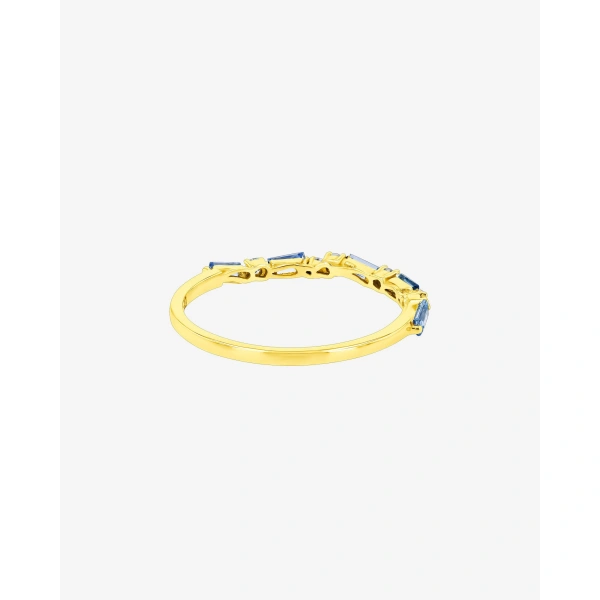 Suzanne Kalan Thin Mix Light Blue Sapphire Half Band in 18K Yellow Gold | Fine Rings | Coveti