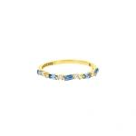 Suzanne Kalan Thin Mix Light Blue Sapphire Half Band in 18K Yellow Gold | Fine Rings | Coveti
