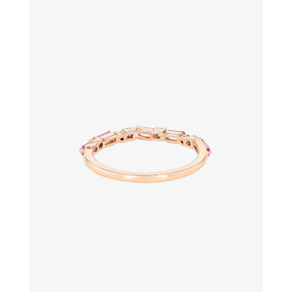 Suzanne Kalan Thin Mix Pink Sapphire Half Band in 18K Rose Gold | Fine Rings | Coveti