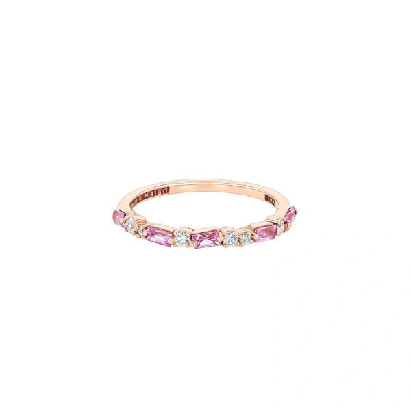 Suzanne Kalan Thin Mix Pink Sapphire Half Band in 18K Rose Gold | Fine Rings | Coveti