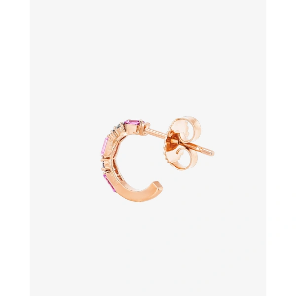 Suzanne Kalan Thin Mix Pink Sapphire Mini Hoops in 18K Rose Gold | Fine Earrings | Coveti