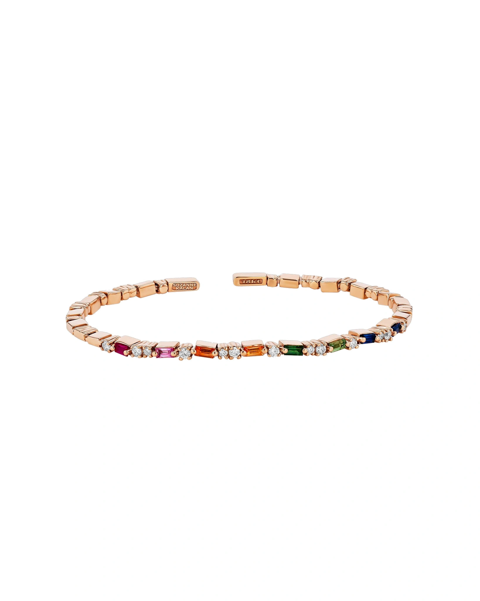 Suzanne Kalan Thin Mix Rainbow Sapphire Bangle in 18K Rose Gold Suzanne Kalan Thin Mix Rainbow Sapphire Bangle in 18K Rose Gold | Fine Bracelets | Coveti