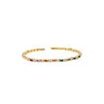 Suzanne Kalan Thin Mix Rainbow Sapphire Bangle in 18K Yellow Gold | Fine Bracelets | Coveti