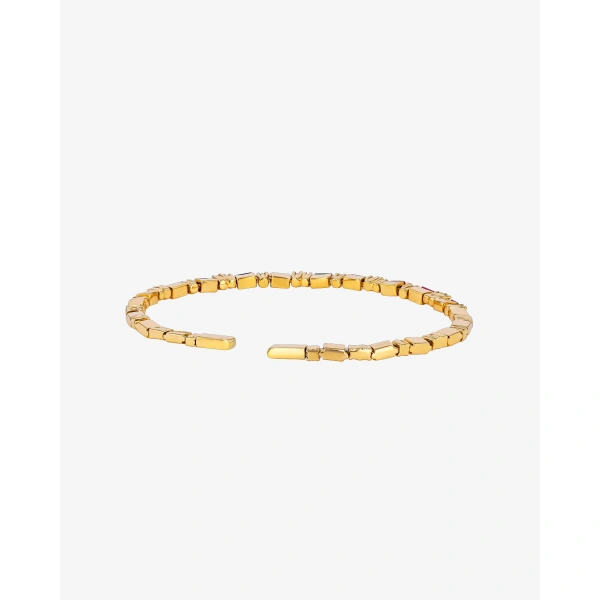 Suzanne Kalan Thin Mix Rainbow Sapphire Bangle in 18K Yellow Gold | Fine Bracelets | Coveti