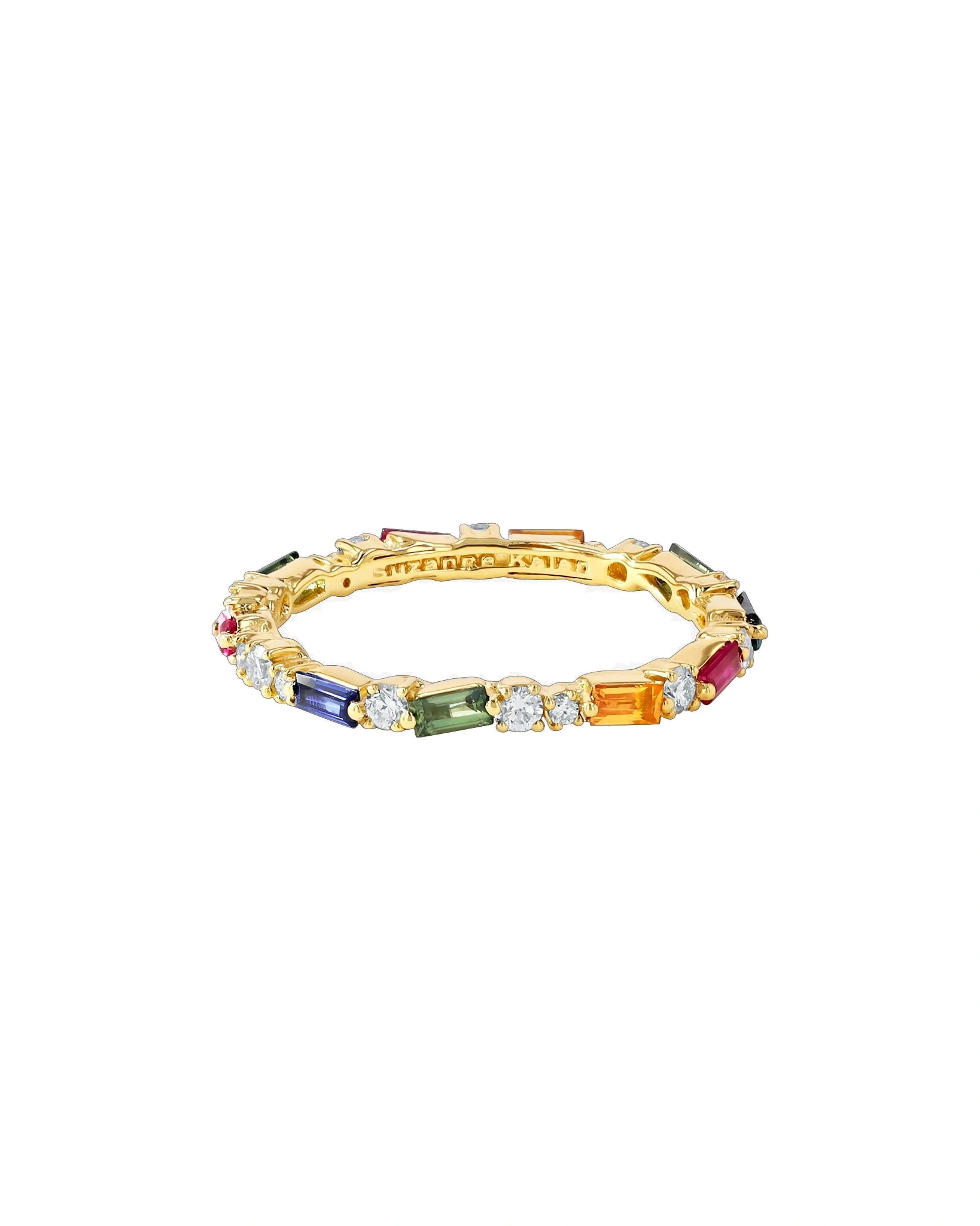 Suzanne Kalan Thin Mix Rainbow Sapphire Eternity Band in 18K Yellow Gold Suzanne Kalan Thin Mix Rainbow Sapphire Eternity Band in 18K Yellow Gold | Fine Rings | Coveti