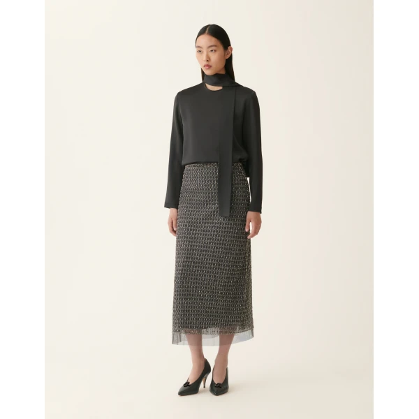 Fabiana Filippi Enver Satin Top in Charcoal
