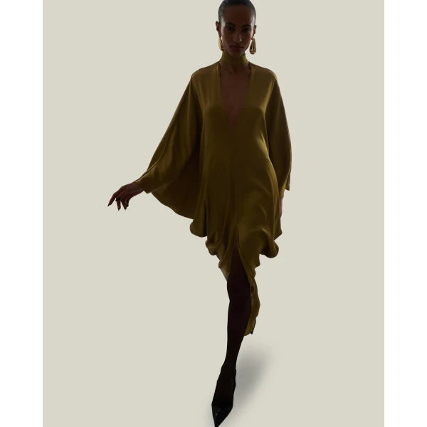Taller Marmo 1910 Satin Kaftan in Antique Bronze | kaftan | Coveti