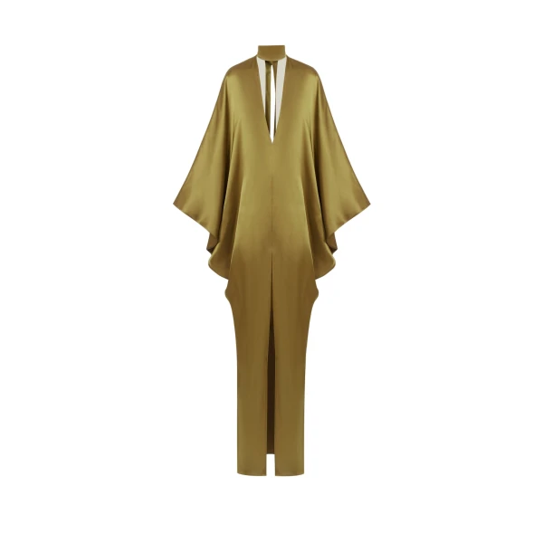 Taller Marmo 1910 Satin Kaftan in Antique Bronze | Dresses | Coveti