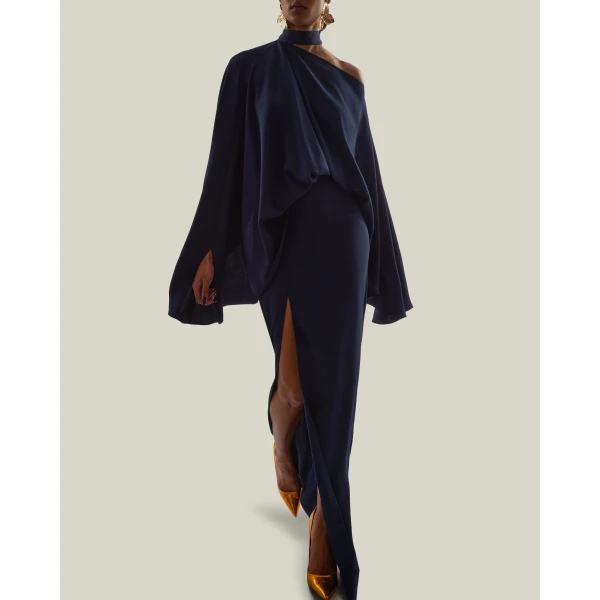 Taller Marmo Brooks Dress in Midnight Blue | Maxi Dresses | Coveti