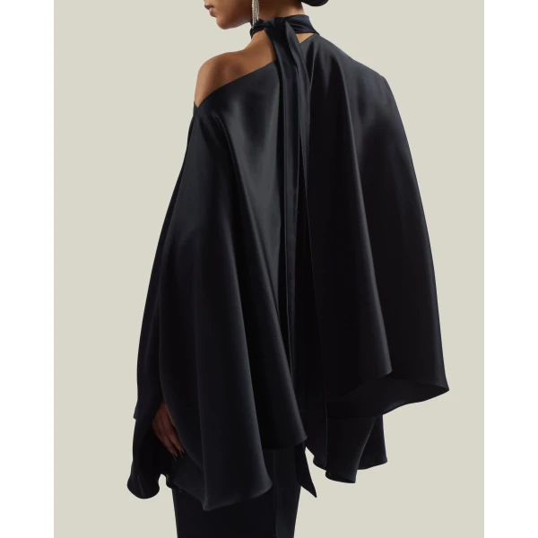 Taller Marmo Brooks Satin Blouse in Midnight Blue | Blouse | Coveti