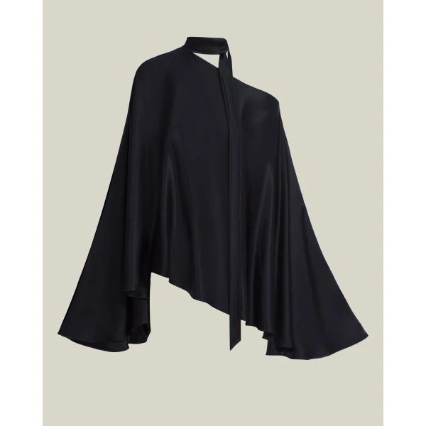 Taller Marmo Brooks Satin Blouse in Midnight Blue | Blouse | Coveti