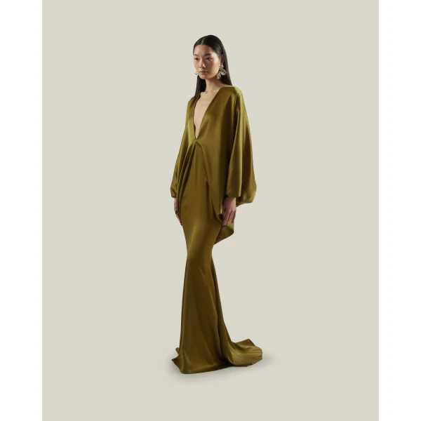 Taller Marmo Butterfly Gown in Antique Bronze | Evening Gowns | Coveti