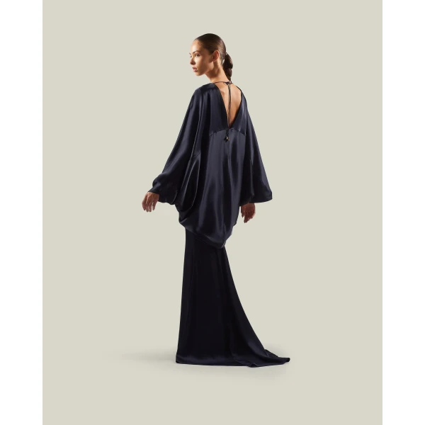Taller Marmo Butterfly Gown in Midnight Blue | Evening Gowns | Coveti