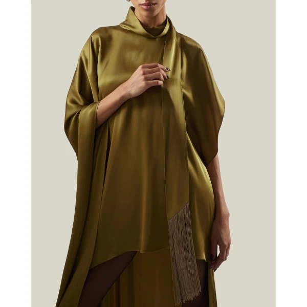 Taller Marmo California Satin Kaftan in Antique Bronze | kaftan | Coveti