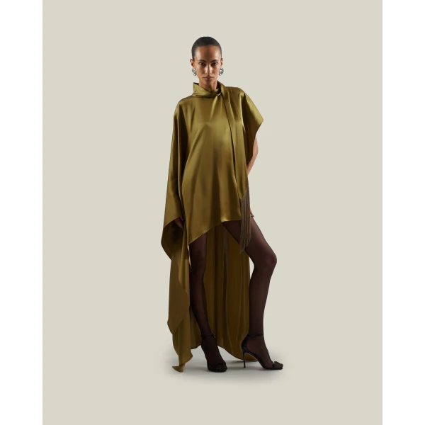 Taller Marmo California Satin Kaftan in Antique Bronze | kaftan | Coveti