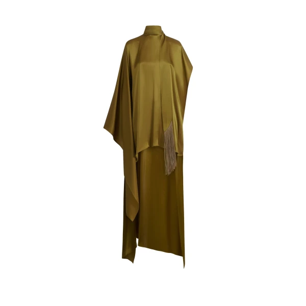 Taller Marmo California Satin Kaftan in Antique Bronze | Dresses | Coveti
