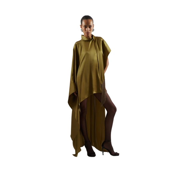California Satin Kaftan in Antique Bronze
