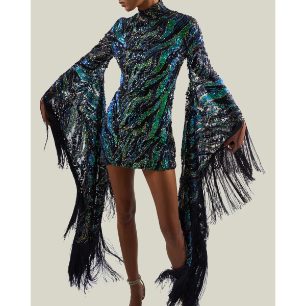 Taller Marmo Disco Dragon Dress in Multicolor | Mini Dresses | Coveti