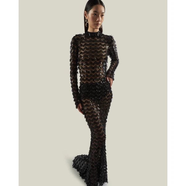 Taller Marmo Dragon Lady Dress in Black | Evening Gowns | Coveti