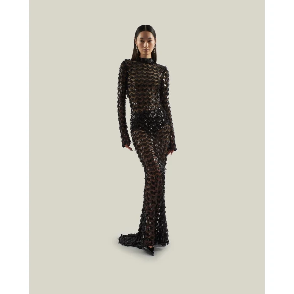 Taller Marmo Dragon Lady Dress in Black | Evening Gowns | Coveti