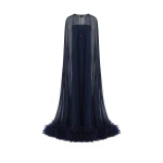 Taller Marmo Grace Cape Dress in Midnight Blue | Dresses | Coveti