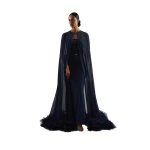 Taller Marmo Grace Cape Dress in Midnight Blue | Dresses | Coveti