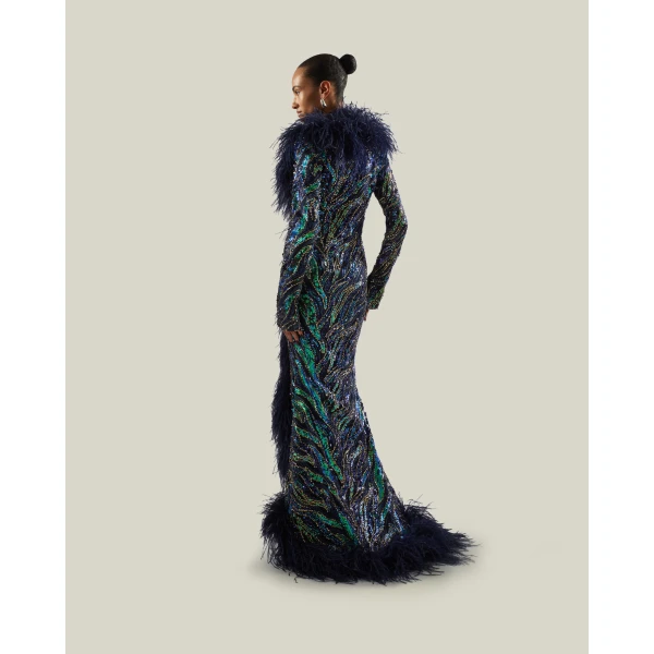 Taller Marmo Hollywood Disco Gown in Multicolor | Evening Gowns | Coveti