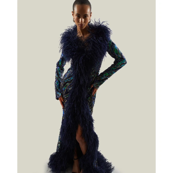 Taller Marmo Hollywood Disco Gown in Multicolor | Evening Gowns | Coveti