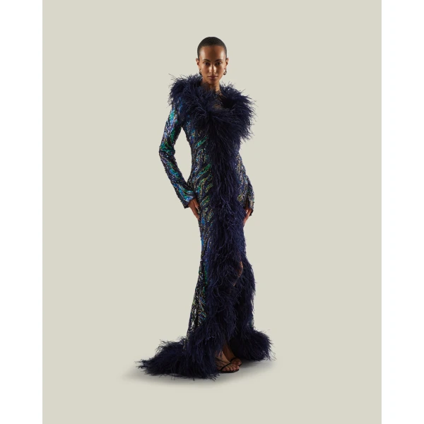 Taller Marmo Hollywood Disco Gown in Multicolor | Evening Gowns | Coveti
