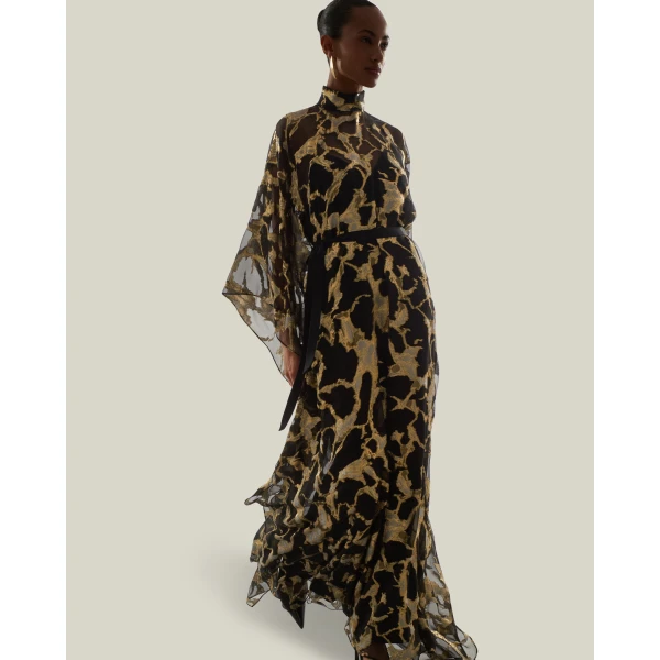 Taller Marmo Kintsugi Kaftan in Black Gold | kaftan | Coveti