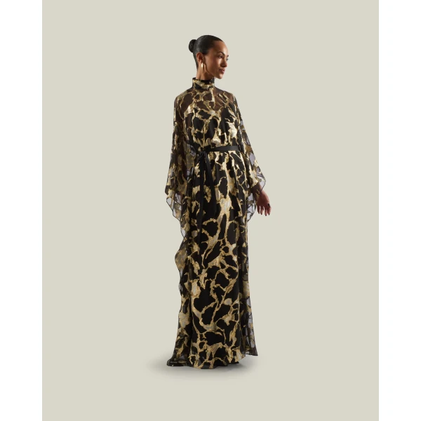Taller Marmo Kintsugi Kaftan in Black Gold | kaftan | Coveti
