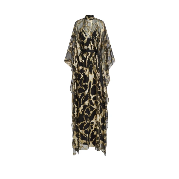 Taller Marmo Kintsugi Kaftan in Black Gold | Dresses | Coveti