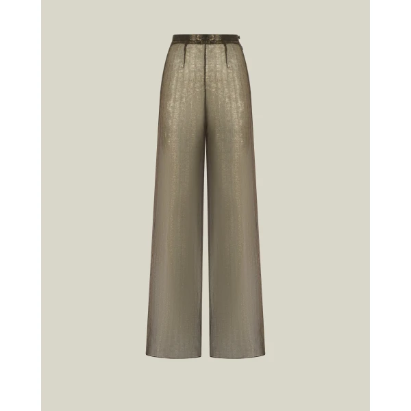 Taller Marmo Marlene Metallic Pants in Antique Gold | Wide leg pants | Coveti