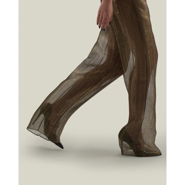 Taller Marmo Marlene Metallic Pants in Antique Gold | Wide leg pants | Coveti